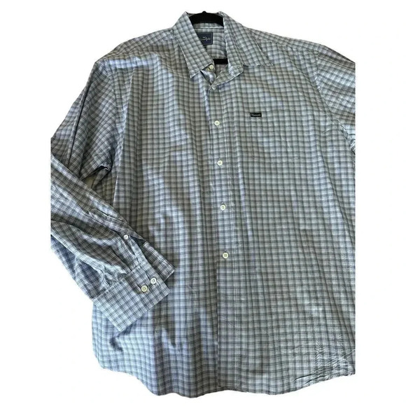 Facconable Men's Blue Gingham Long Sleeve Button Down Shirt Size XXL - Picture 5 of 7